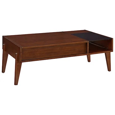 Mid-Century Modern Cocktail Table with Lift-Top and Shelf